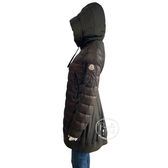 Moncler Drawstring-Back Puffer Jacket Olive Green “Chambly” Long Puffer Coat - Picture 10 of 16